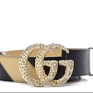 Gucci beige black striped belt